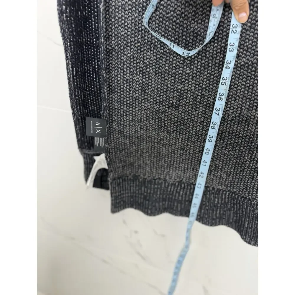 Armani EXCHANGE GREY Chunky Knit 60”x 17”Scarf Preppy Colorblock Cotton Wool
